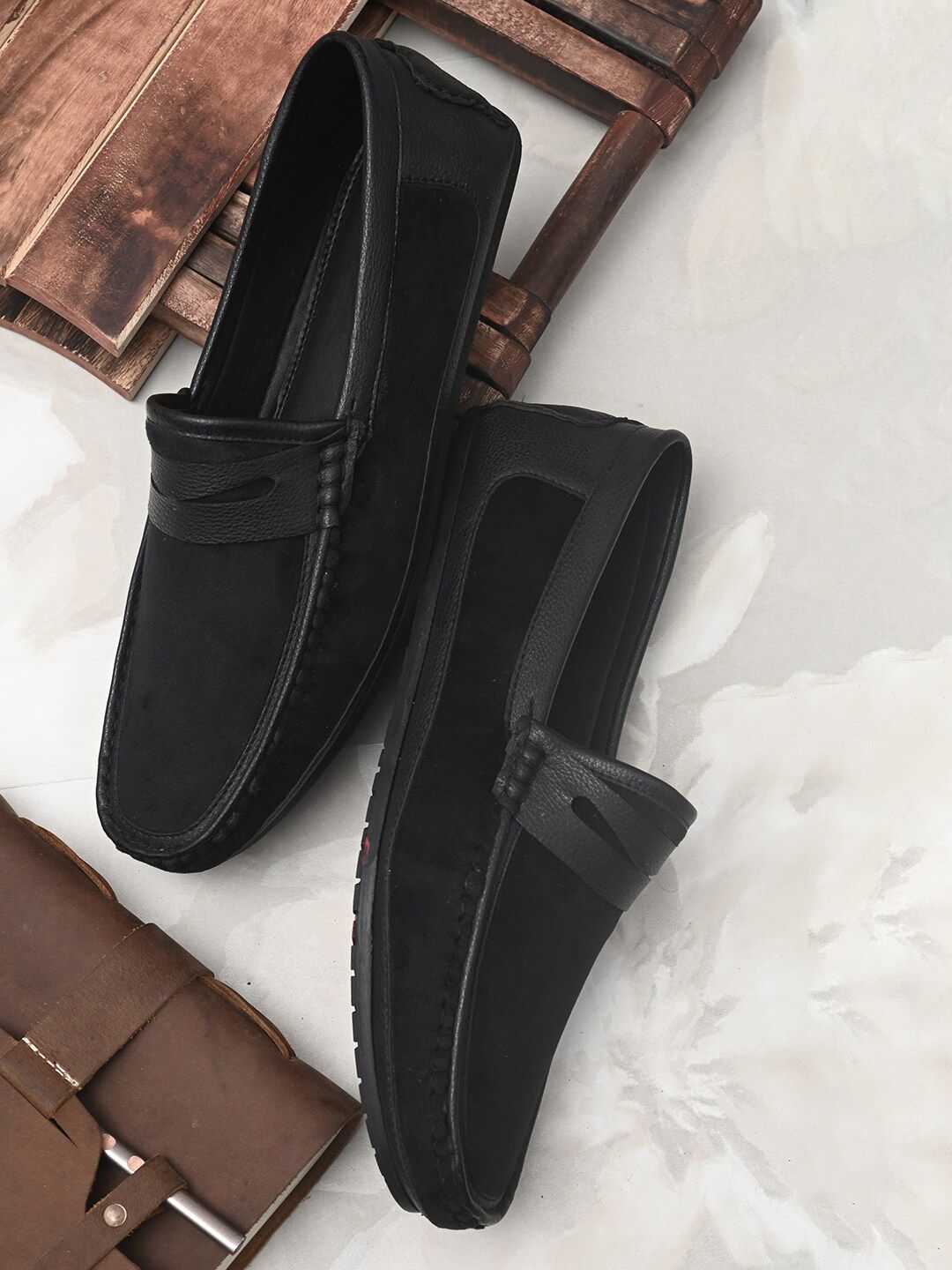 San Frissco Men Black Suede Loafers