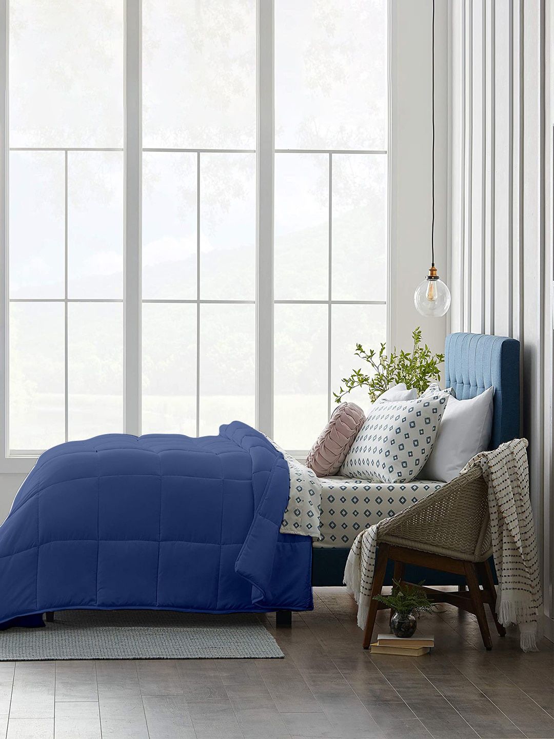 RAZZAI Unisex Blue Microfiber All Season Double Bed 300GSM Reversible Comforter Price in India