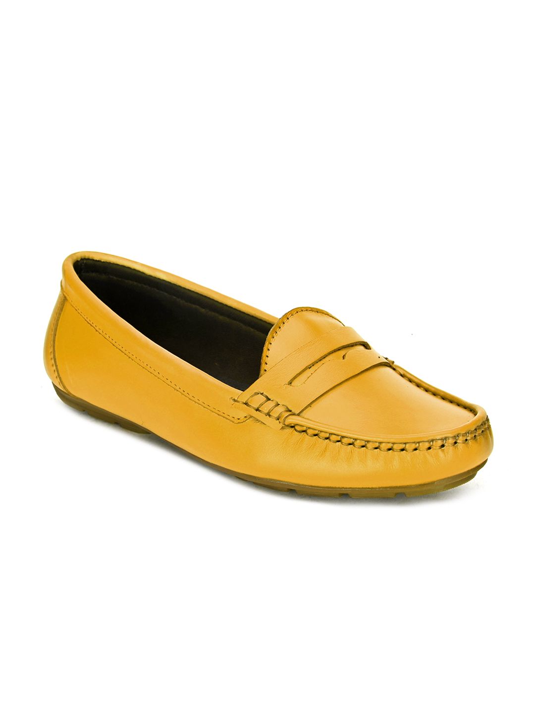 BRISKERS Women Yellow Leather Casual Loafers Price in India