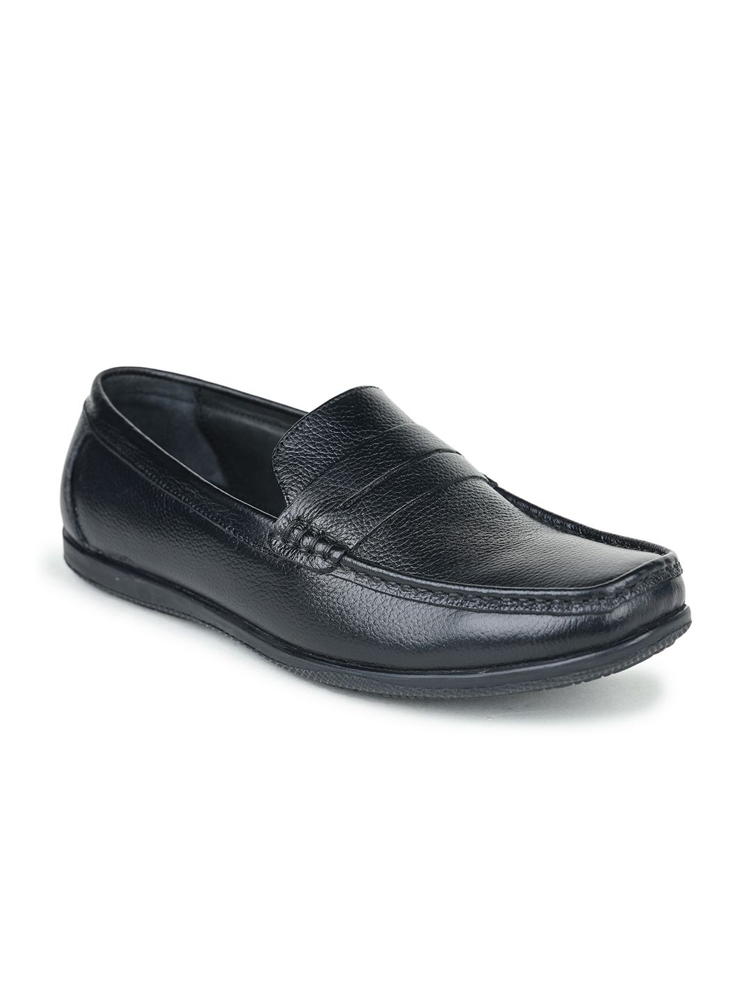 Zoom Shoes Men Black Leather Loafers