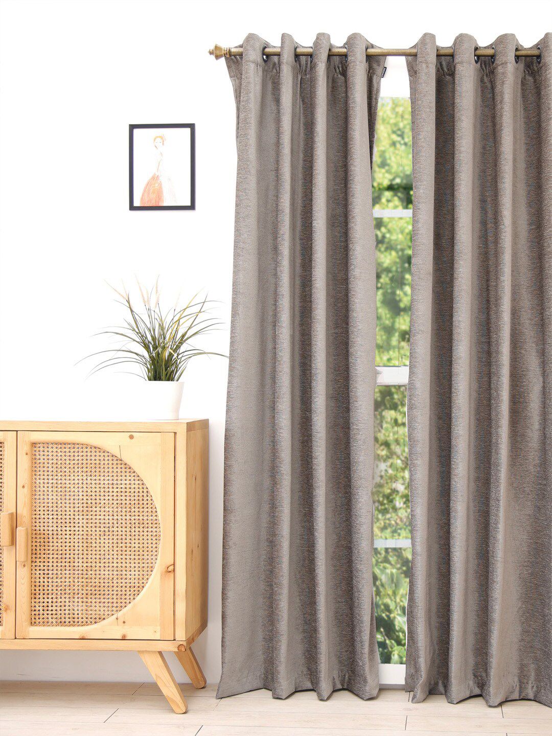 Ariana Grey Solid Single Regular Door Curtain Price in India