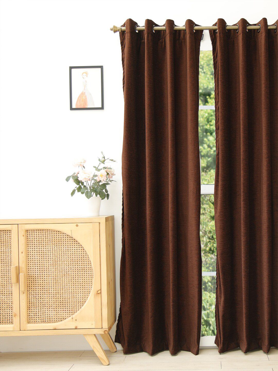 Ariana Brown Solid Door Curtain Price in India