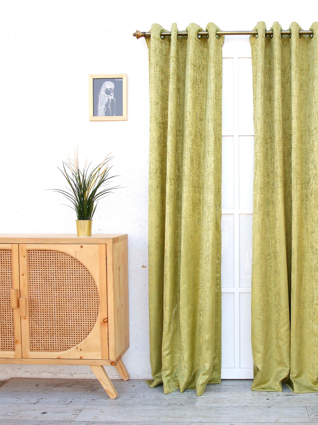 Ariana Green Single Self Design Long Door Curtain Price in India