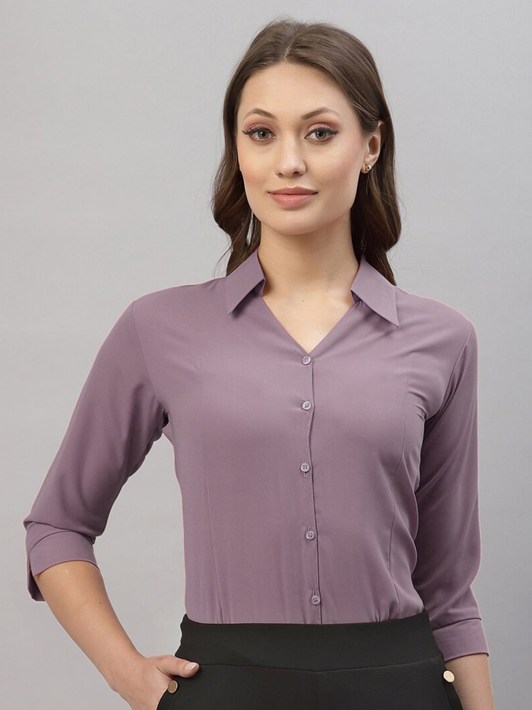 Selvia Women Lavender Formal Shirt Price in India