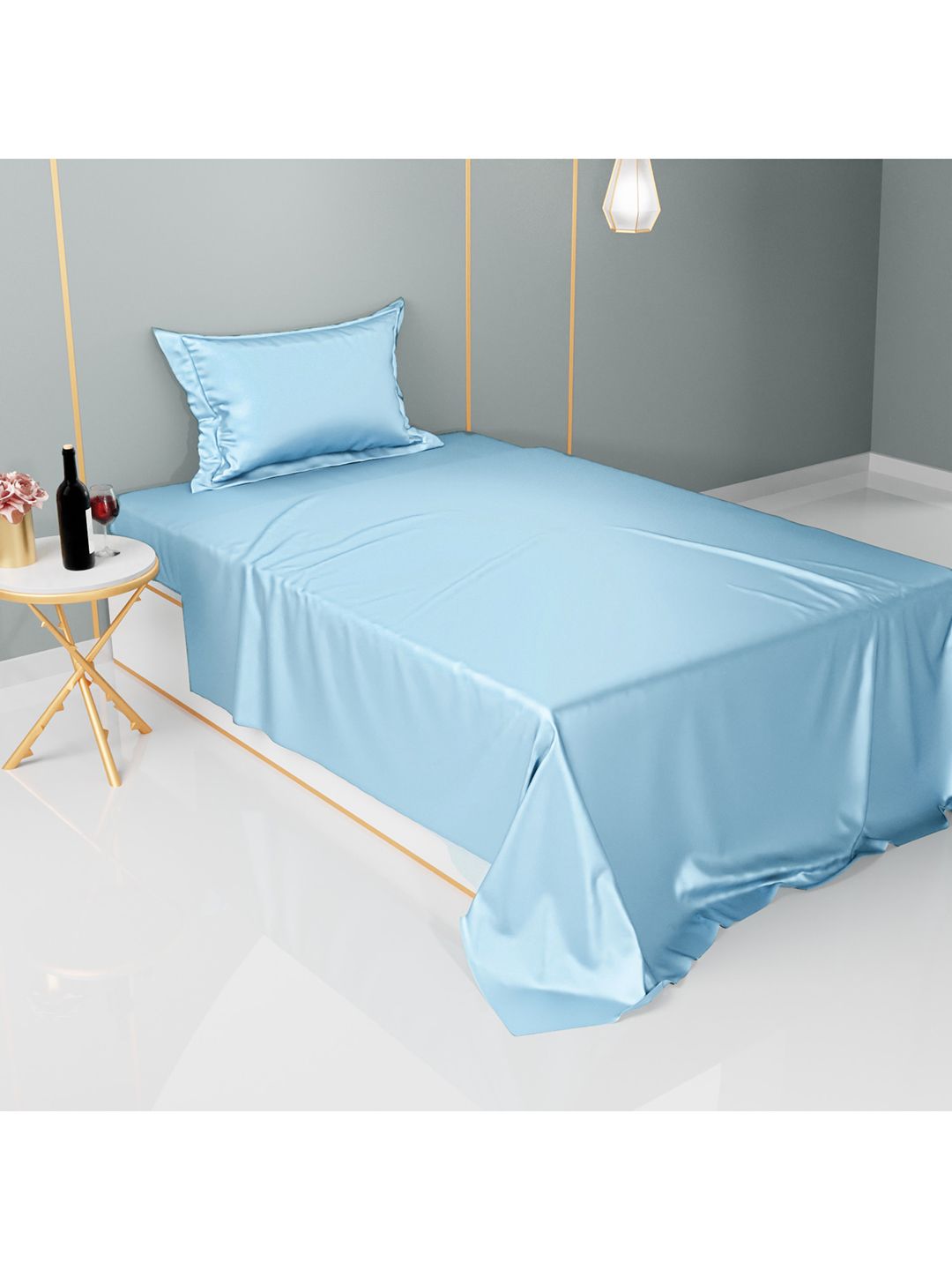 Stoa Paris Blue Single Bedsheet with 1 Pillow Covers Price in India