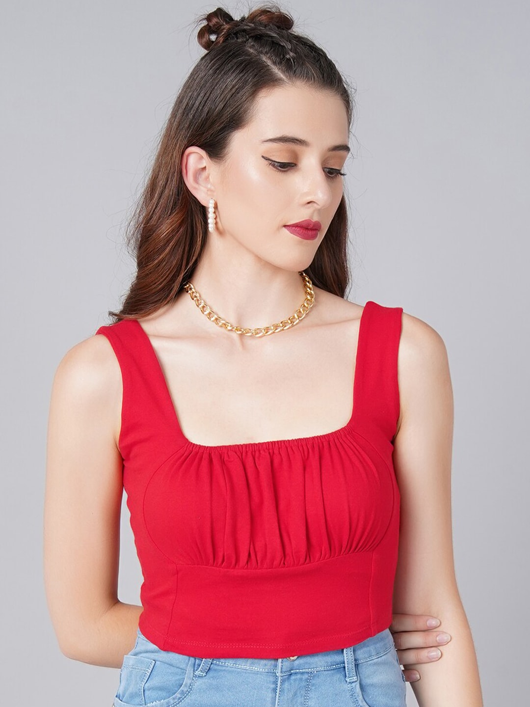 Cation Women Red Crop Top Price in India