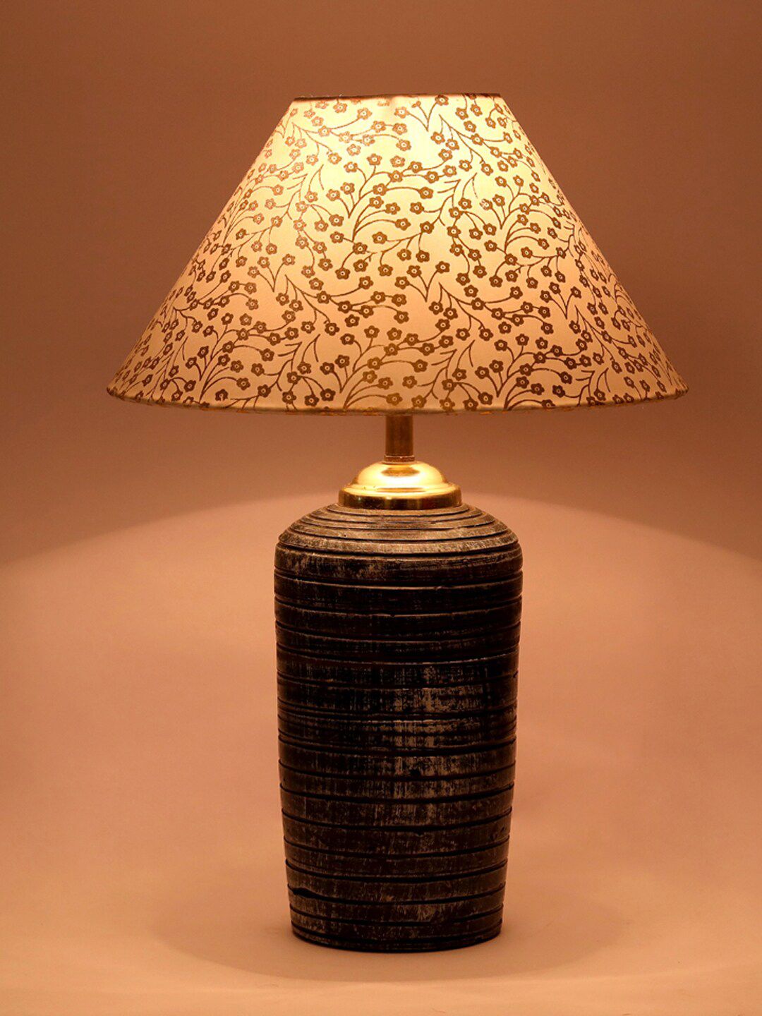 Foziq Grey & White Printed Table Lamp Price in India
