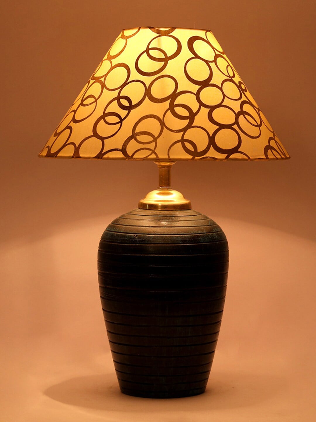 foziq Blue & Cream Coloured Printed Table Lamps With Shade Price in India