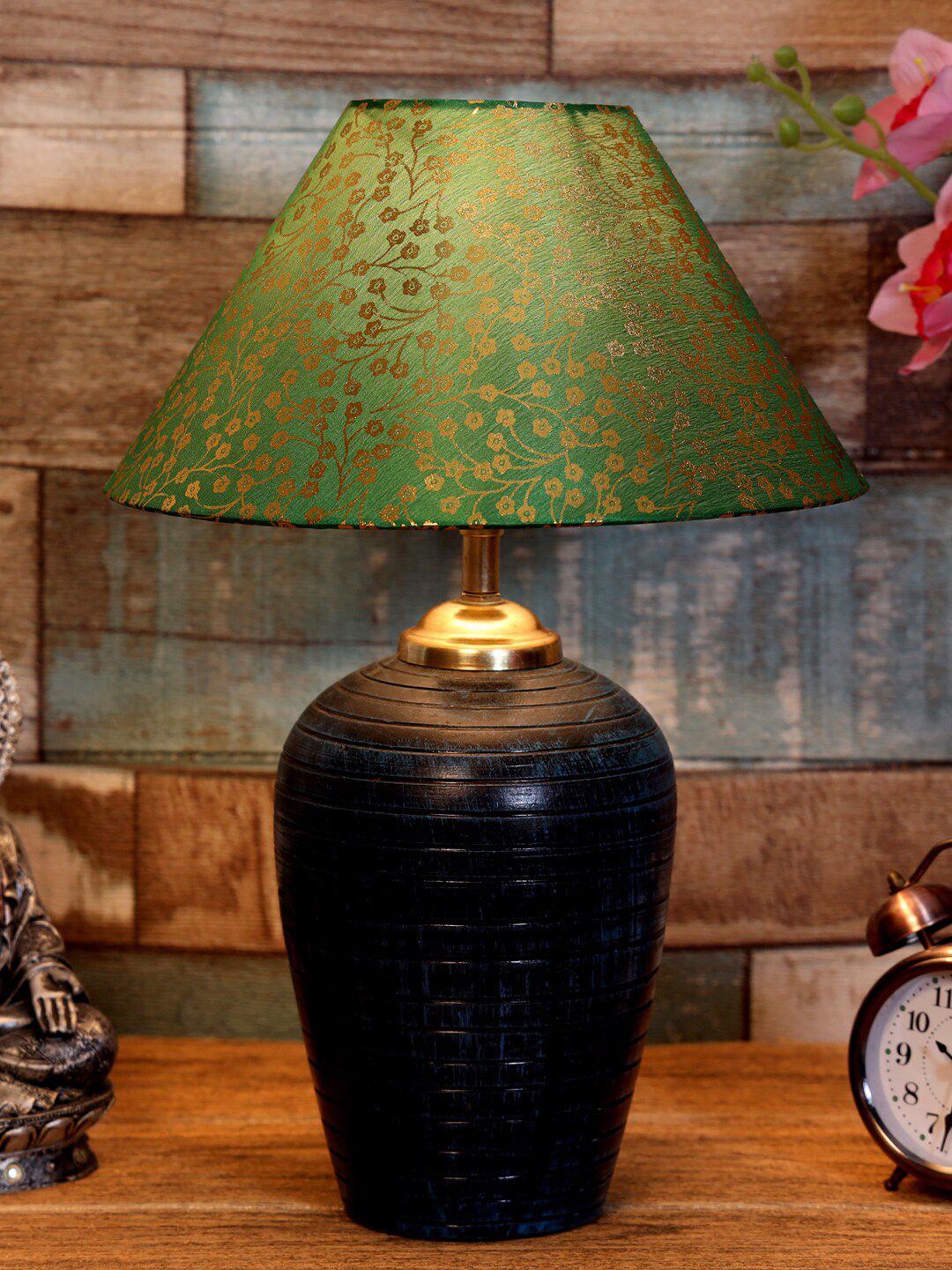 foziq Blue & Green Printed Table Lamps Price in India