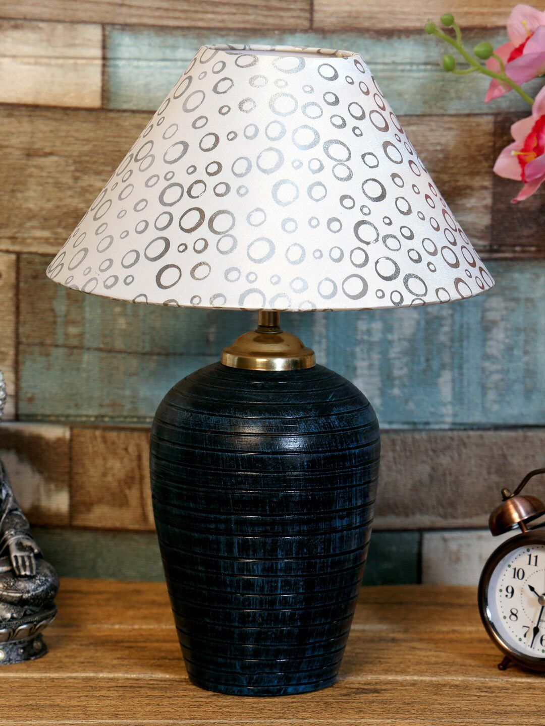 foziq Blue Printed Table Lamp Price in India