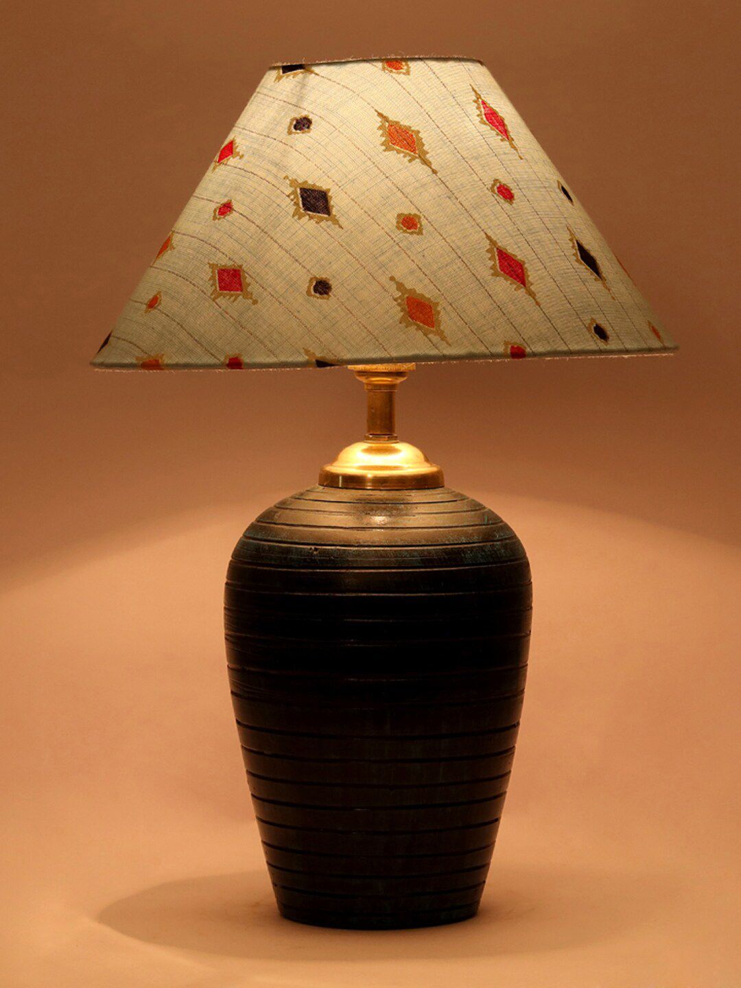 foziq Blue Printed Terracotta  Table Lamps Price in India