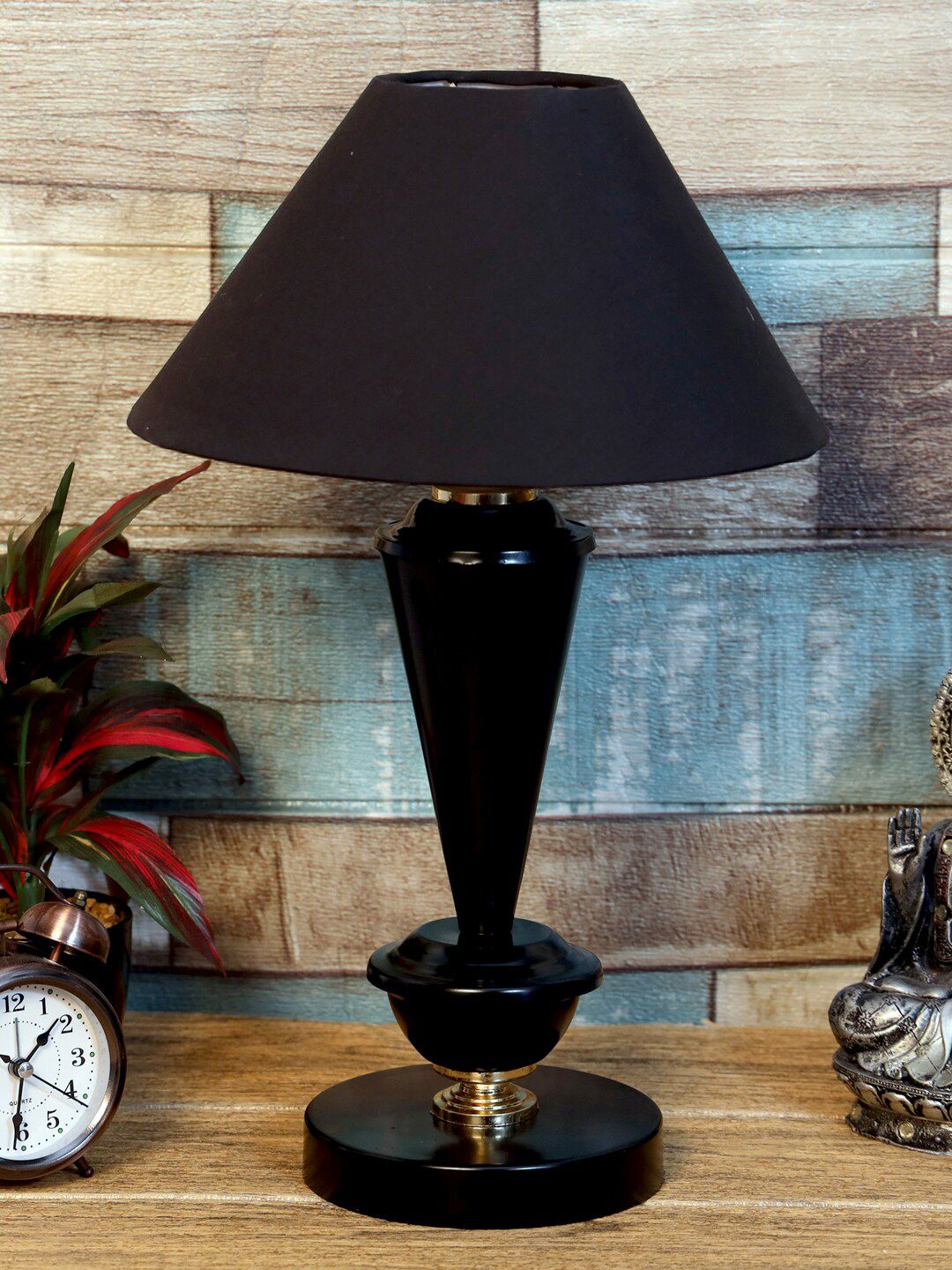 foziq Black Solid Table Lamps Price in India