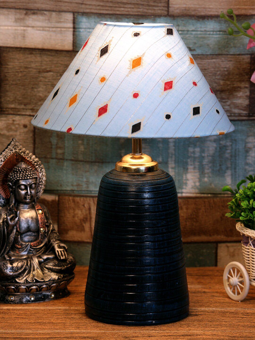foziq Blue Printed Table Lamps Price in India