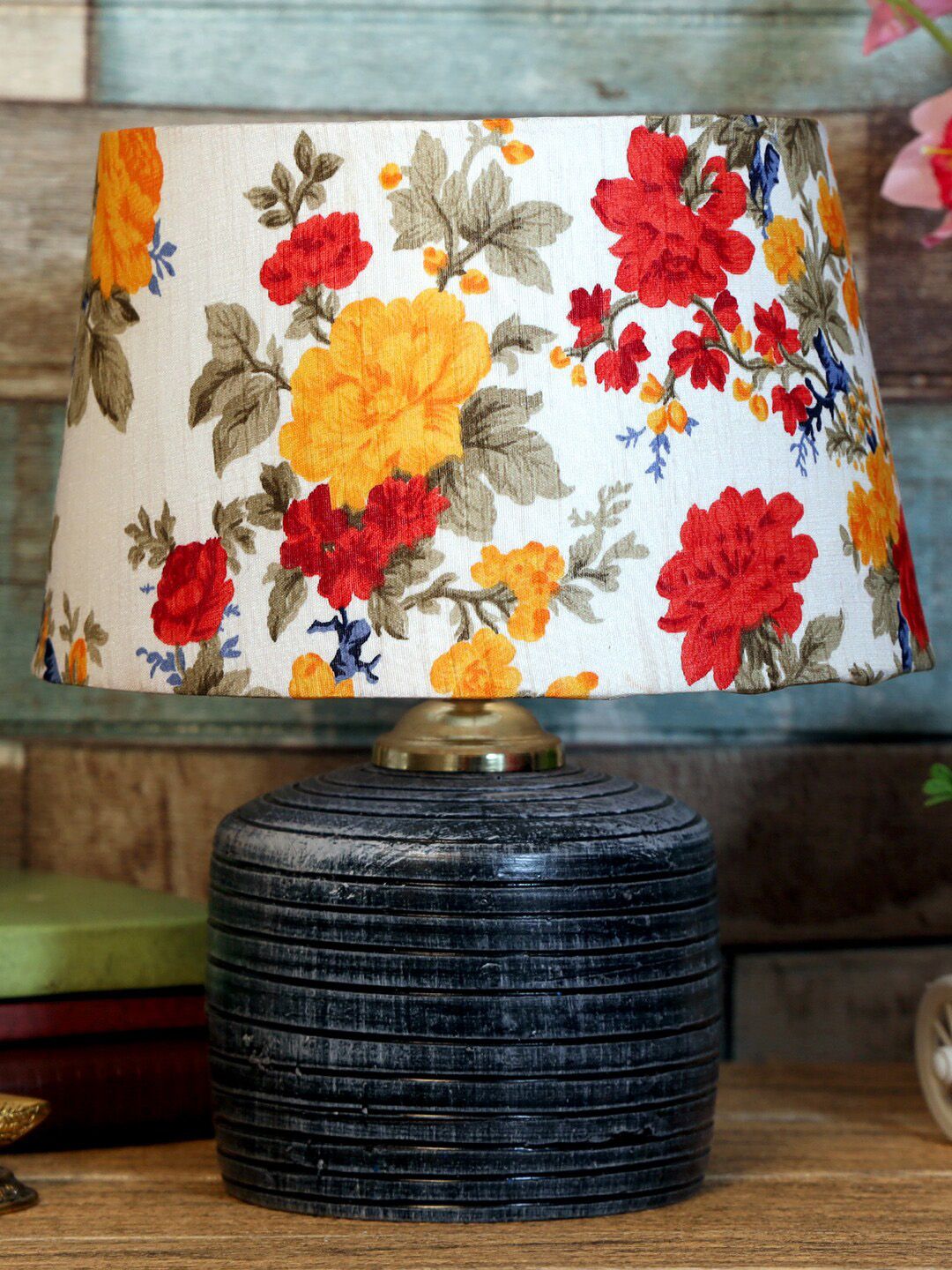 foziq Grey Floral Printed Table Lamp Price in India