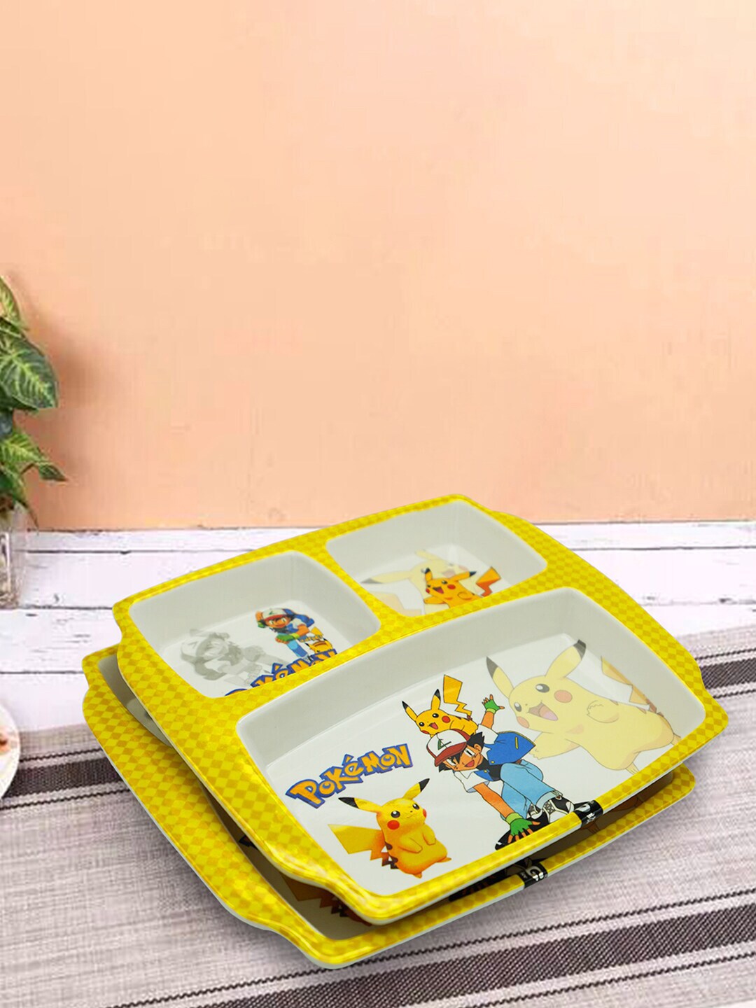 Gallery99 Yellow & Off White 2 Pieces Printed Melamine Glossy Plates Price in India