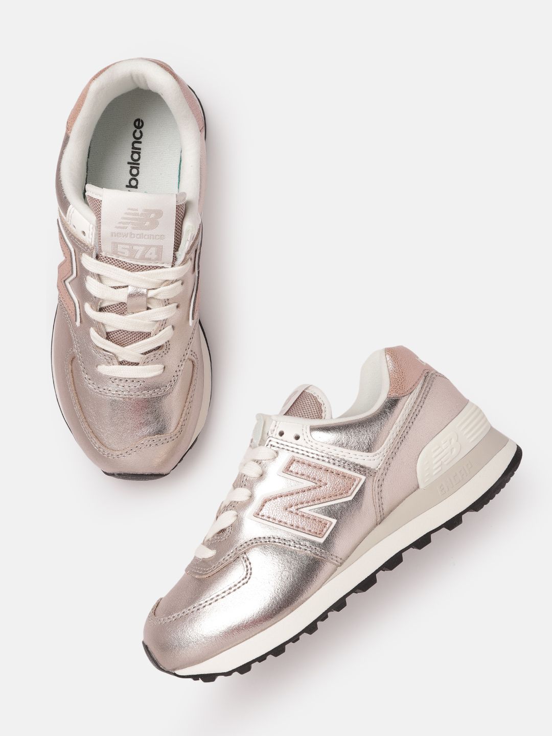 New Balance Women Gold-Toned Solid Sneakers Price in India