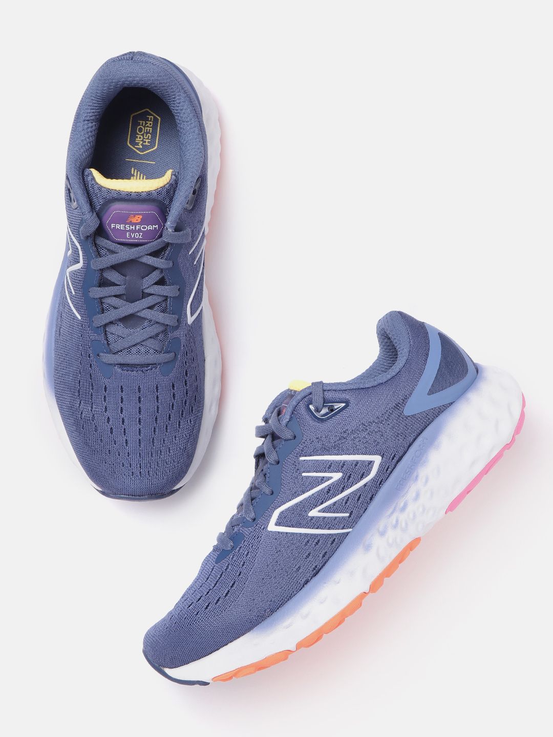 New Balance Women Blue Woven Design Evoz Running Shoes Price in India