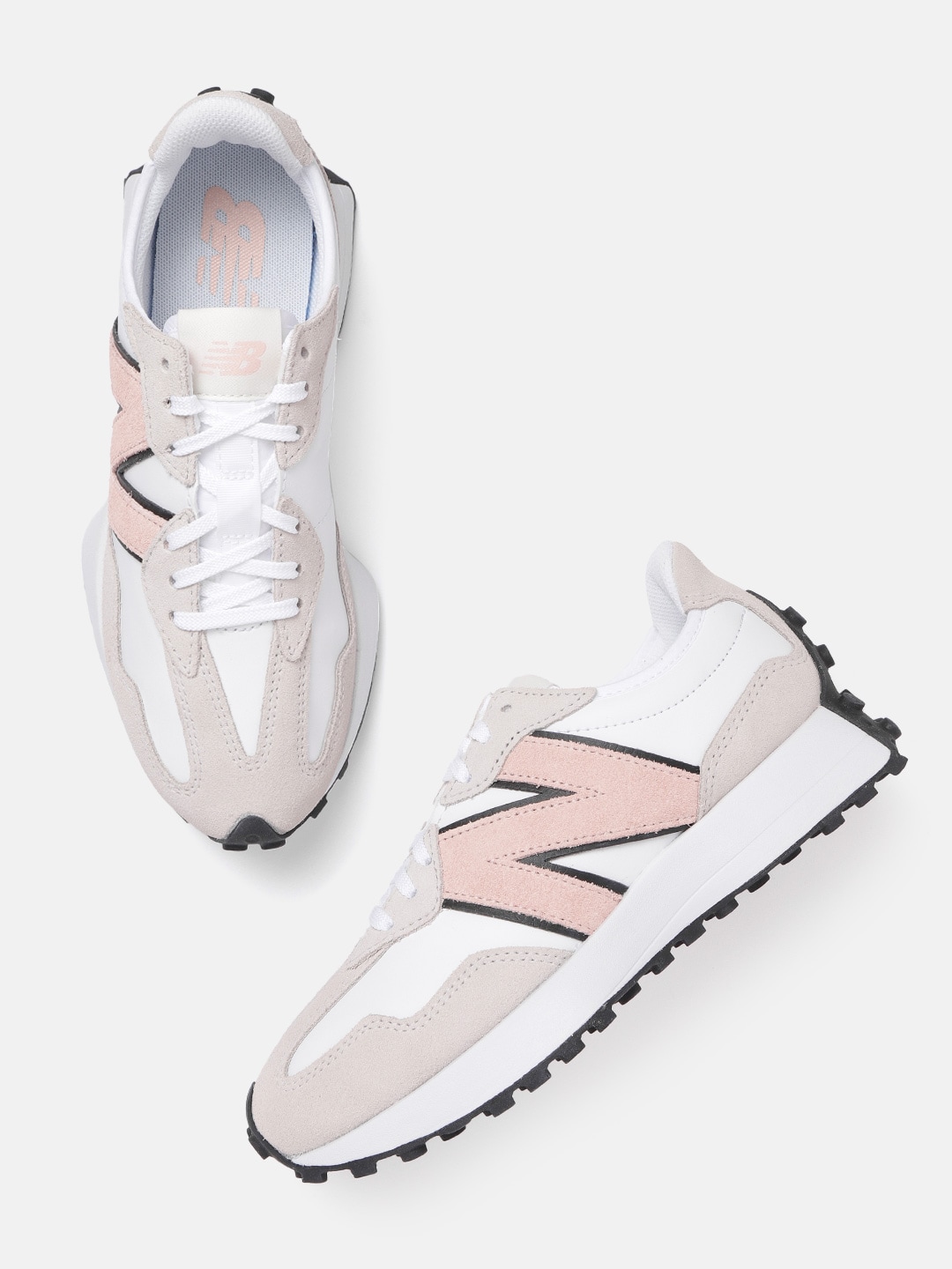 New Balance Women Beige & White Colourblocked Driver Sneakers Price in India