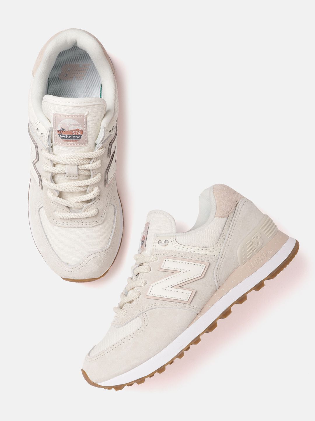 New Balance Women Cream-Coloured Solid Sneakers Price in India