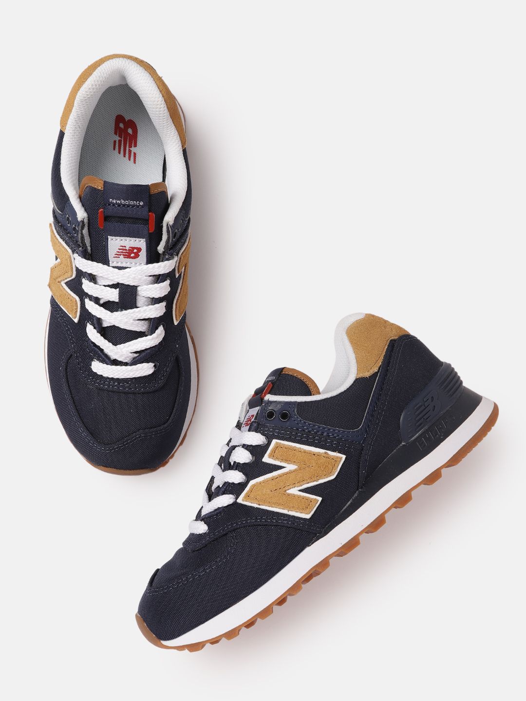 New Balance Women Navy Blue  & Brown Solid 574 Sneakers Price in India