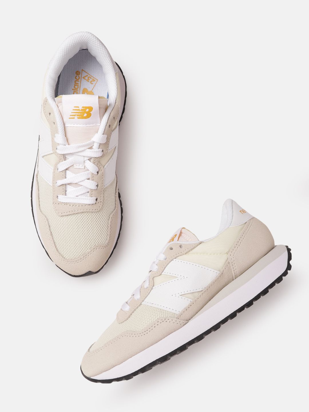 New Balance Women Cream-Coloured Solid Sneakers Price in India