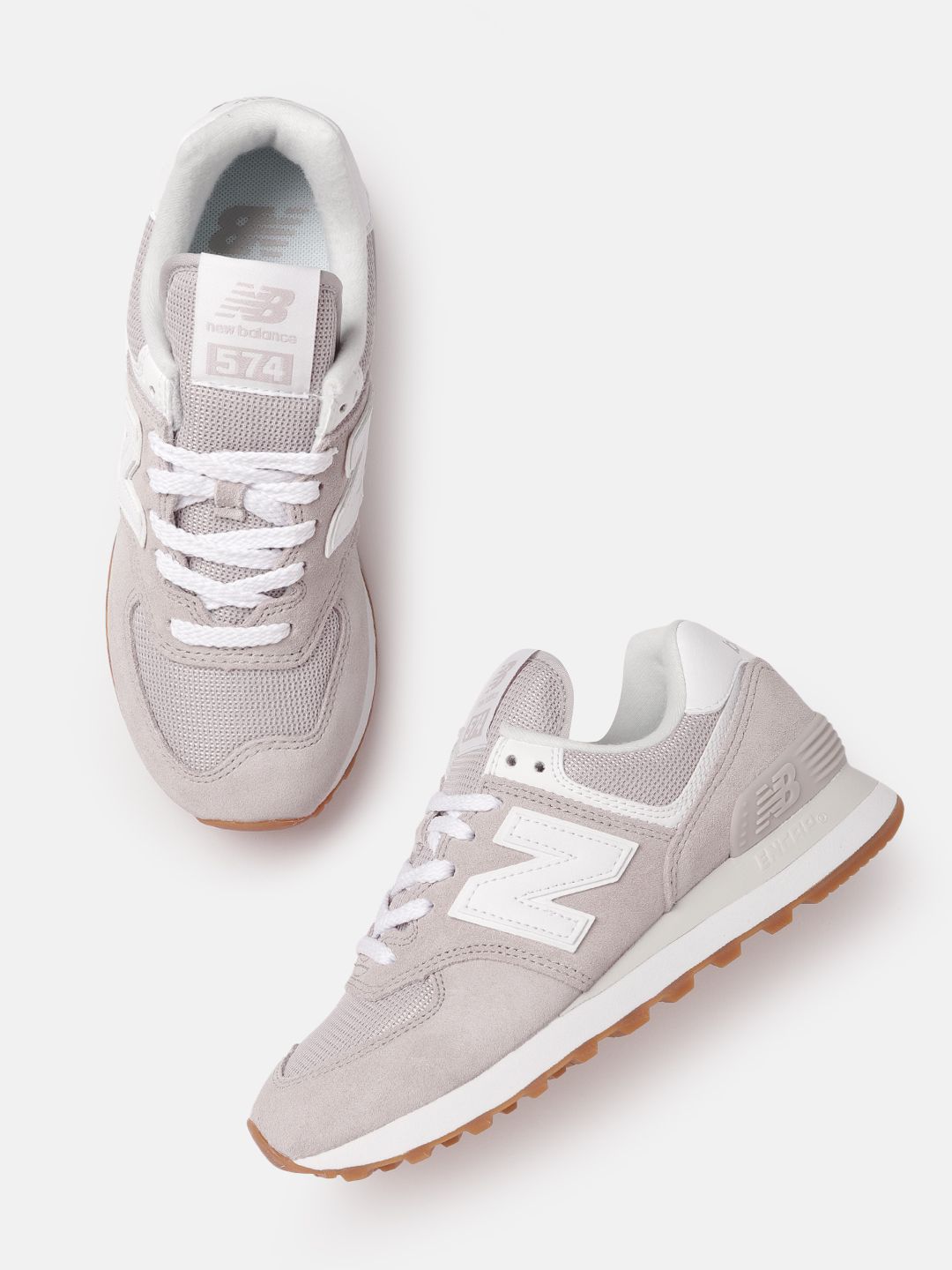 New Balance Women Mauve & White Woven Design Suede Sneakers Excluding Trims Price in India