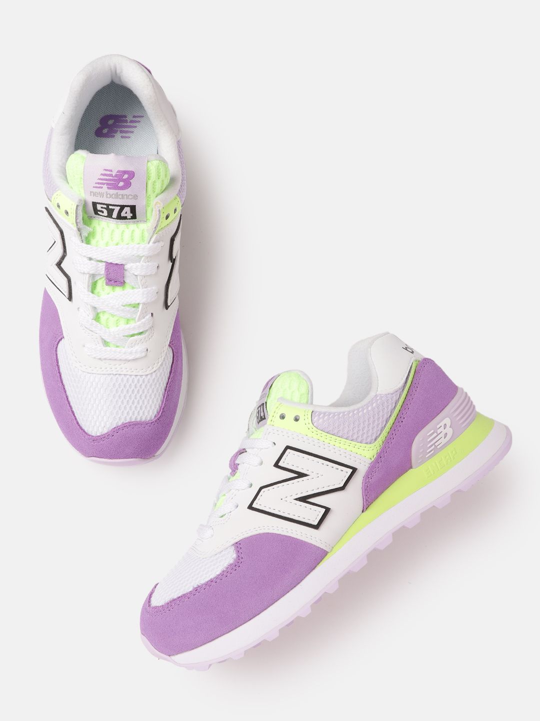 New Balance Women Purple & White Colourblocked 574Sneakers Price in India