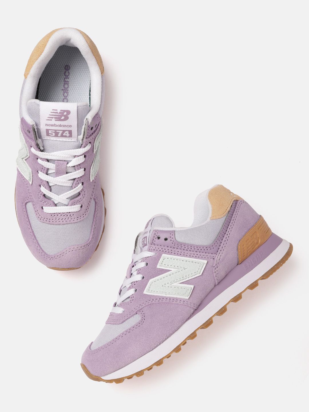 New Balance Women Lavender & Grey Colourblocked Suede Sneakers Excluding Trims Price in India
