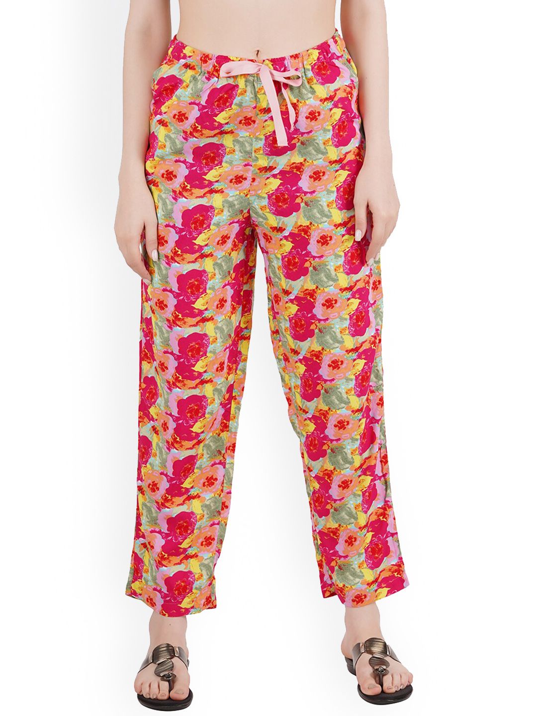 Style Shoes Women Pink Colour Flower Print Lounge Pants Price in India