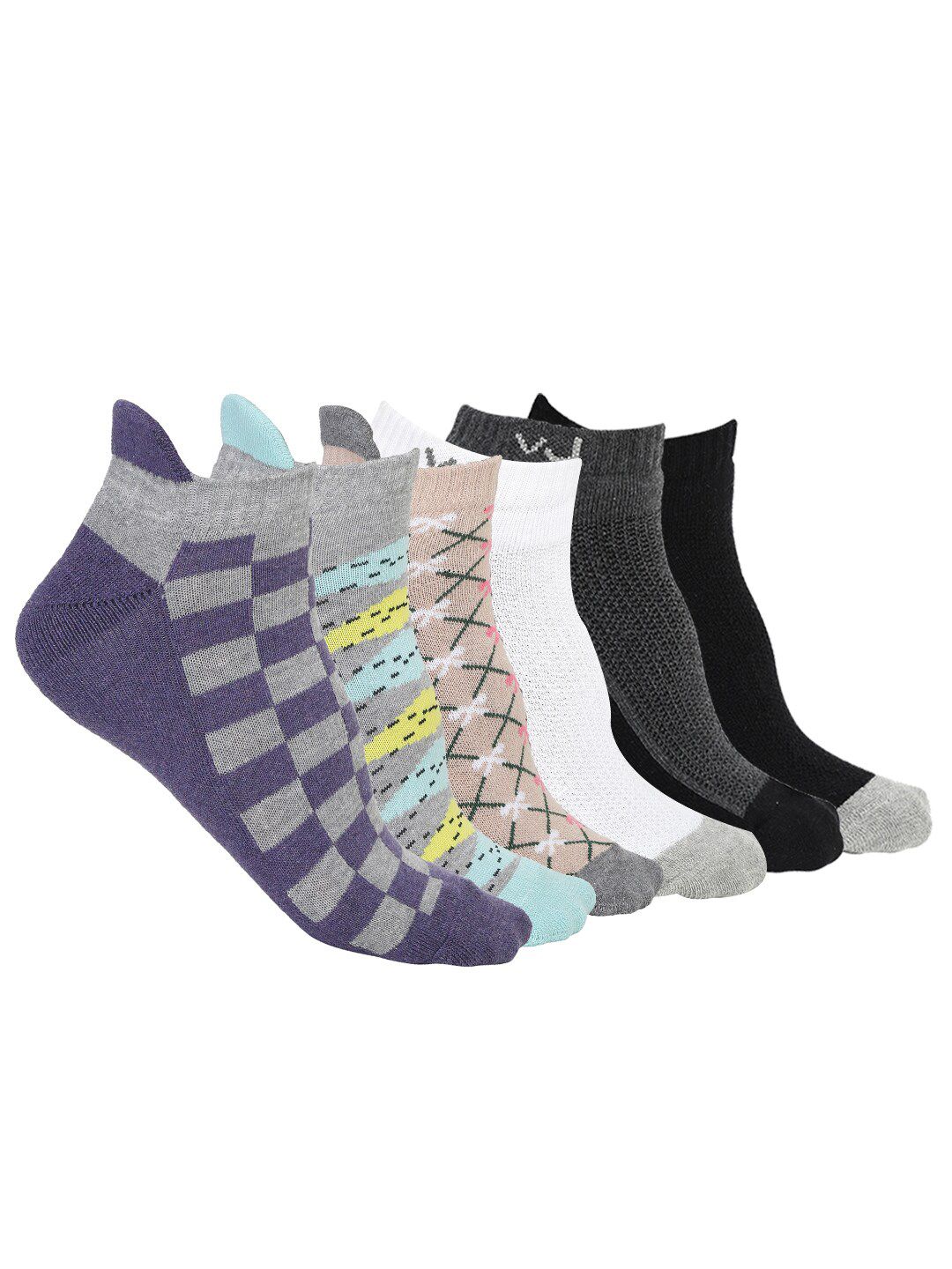 VIMAL JONNEY Men Pack of 6 Patterned Ankle Length Socks