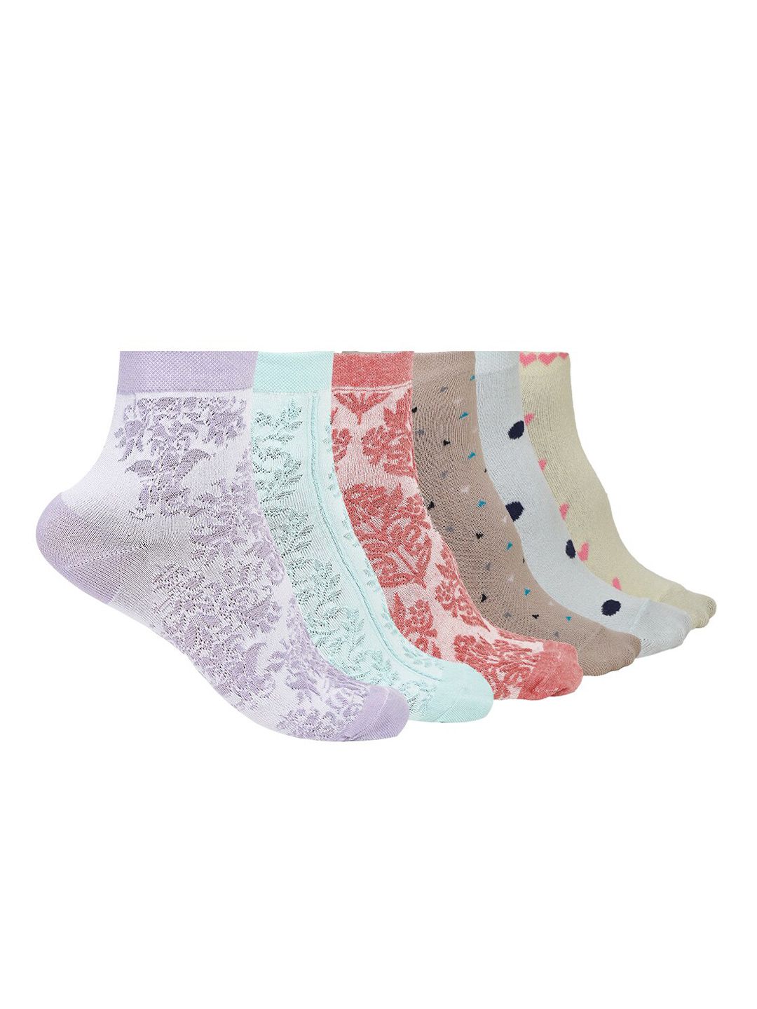 VIMAL JONNEY Pack Of 6 Patterned Ankle-Length Socks