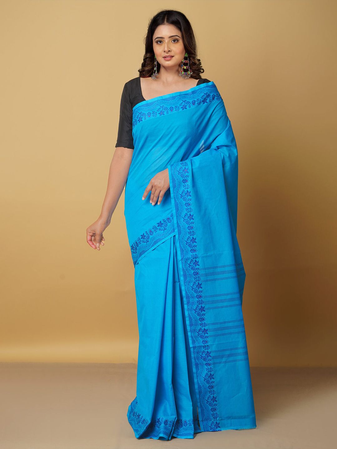 Unnati Silks Blue Woven Design Pure Cotton Venkatgiri Saree Price in India