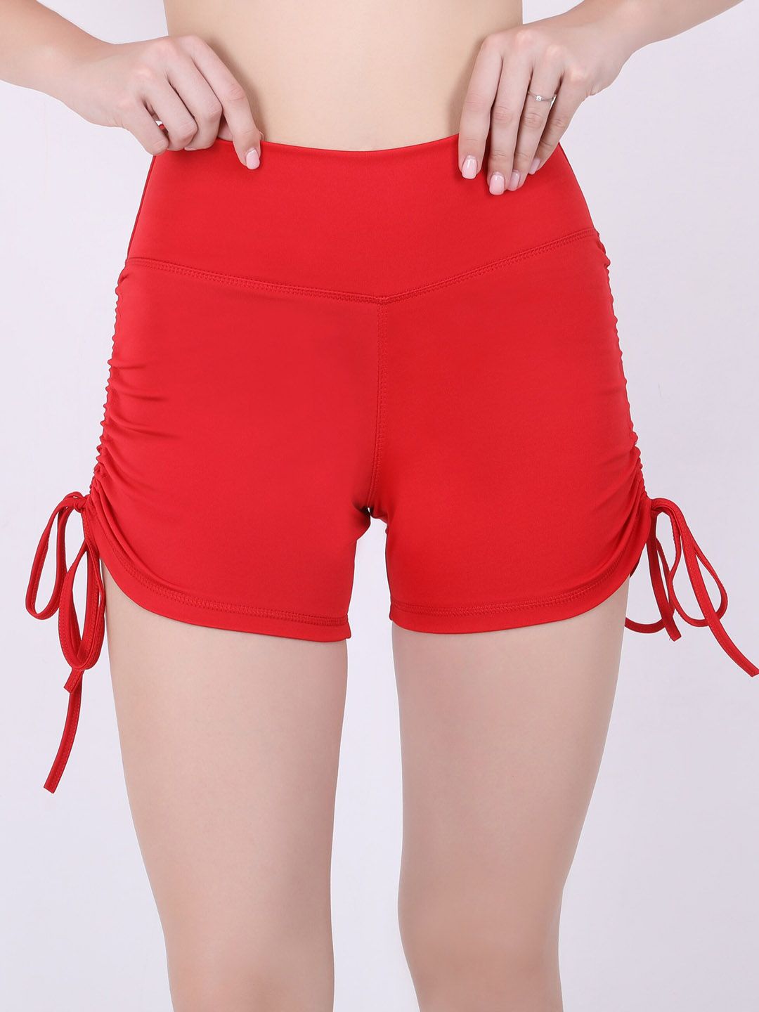 EVERDION Women Red Skinny Fit High-Rise Cycling Shorts Price in India