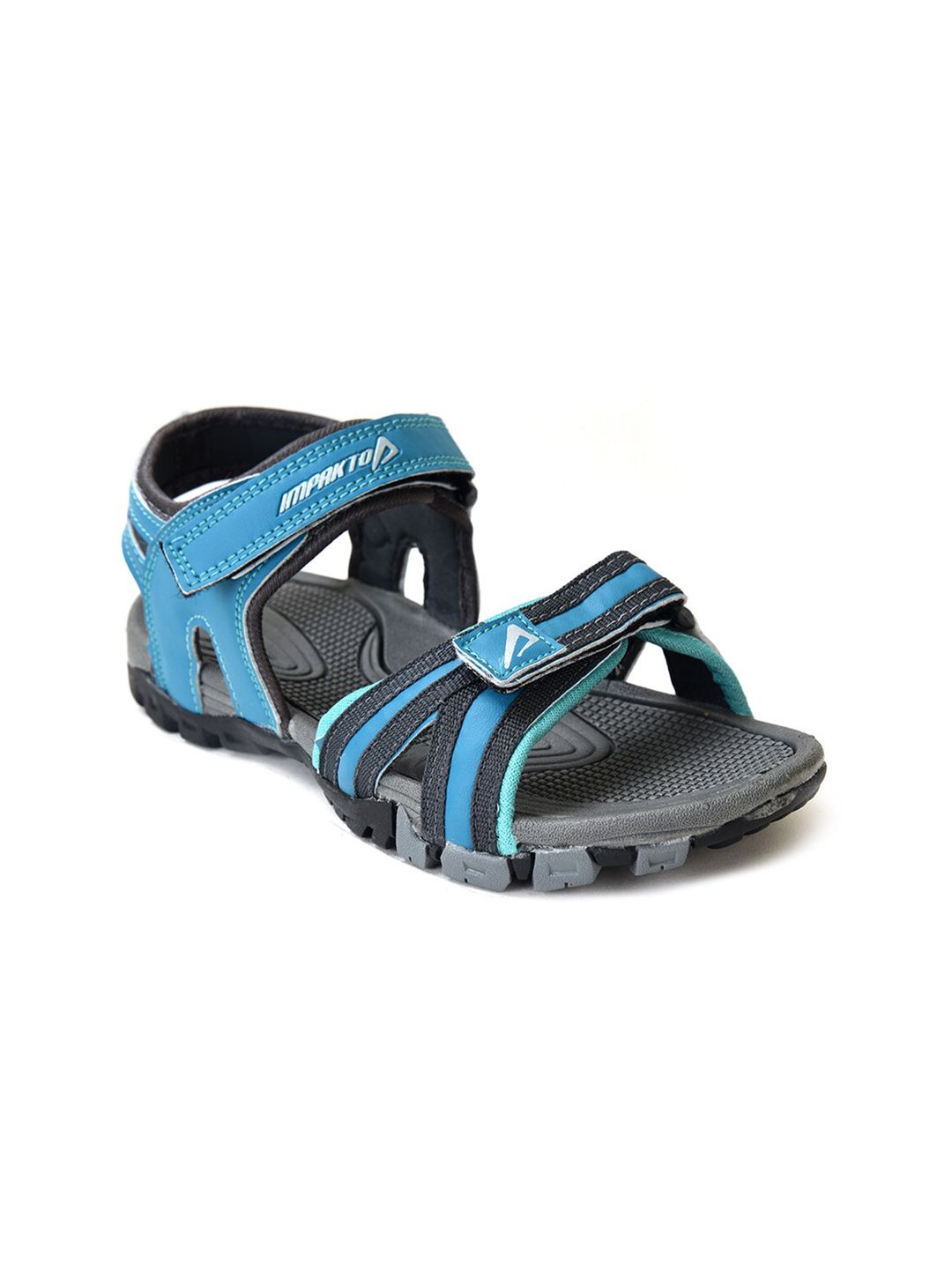 IMPAKTO Women Grey & Blue Solid Sports Sandals Price in India