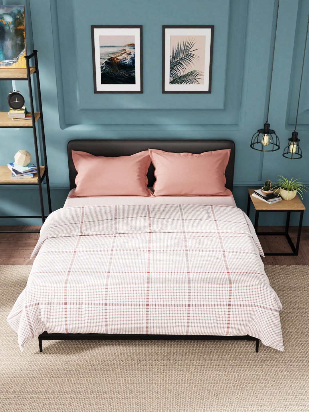 Nautica Pink & Red Checked AC Room 210 GSM Double Pure Cotton Bed Dohar Price in India