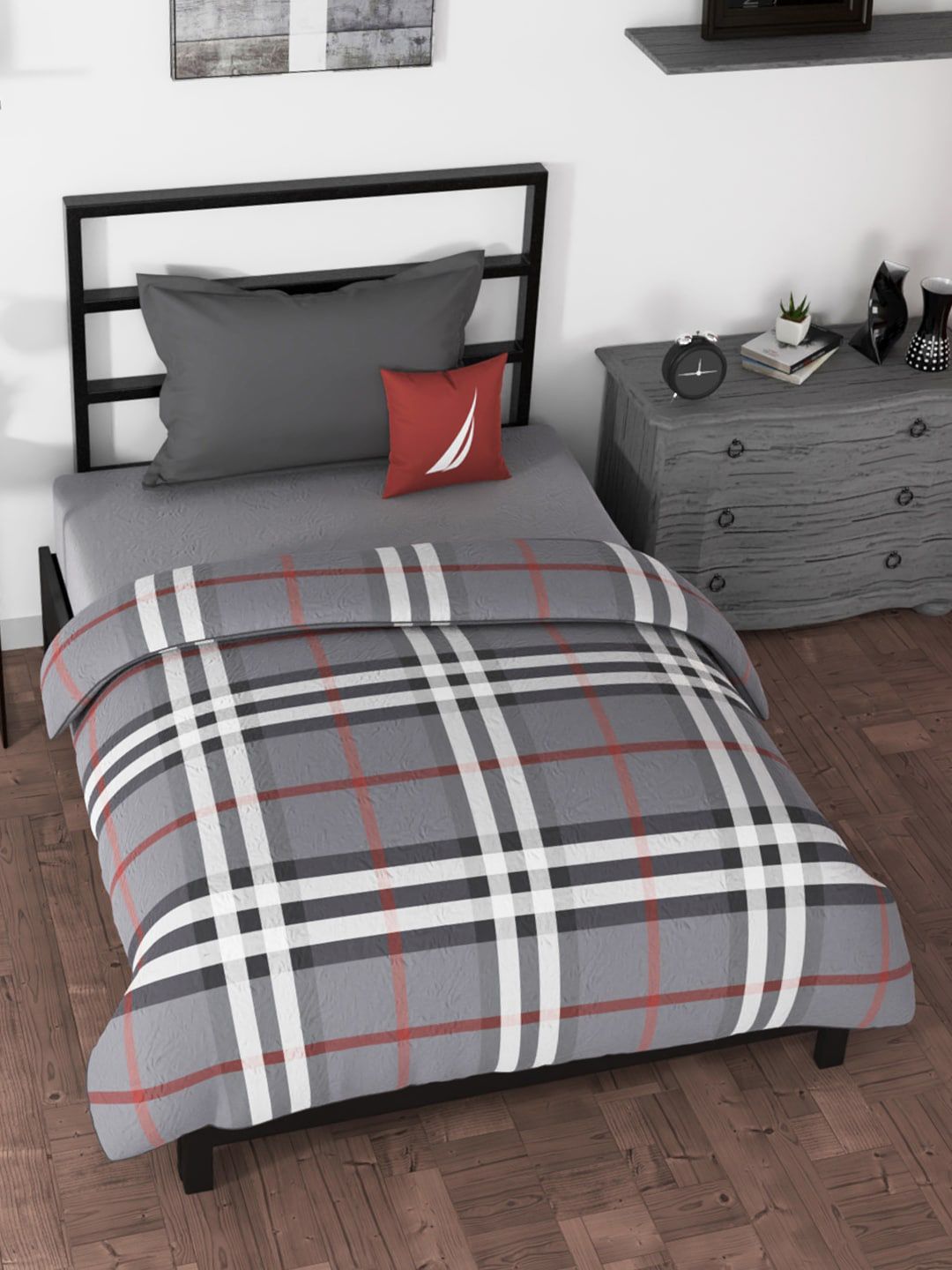 Nautica  Grey Blankets  100% Premium Cotton Fabric Comforter For All Weather Price in India