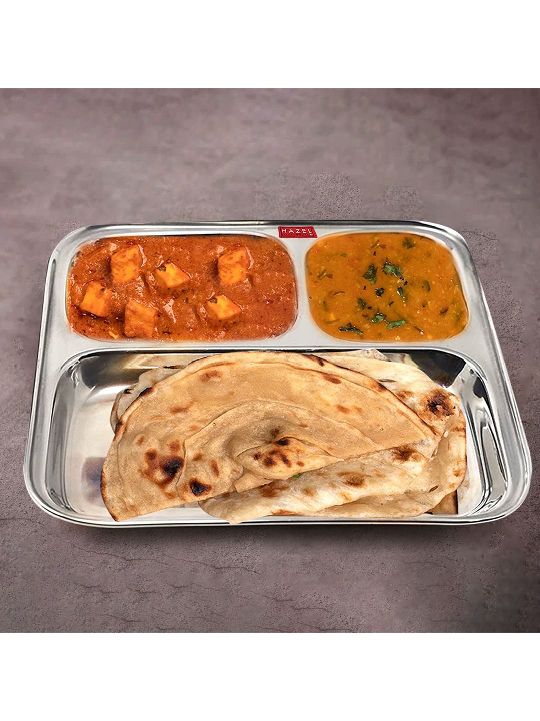 HAZEL Silver-Toned & 6 Pieces Stainless Steel Glossy Plates Price in India