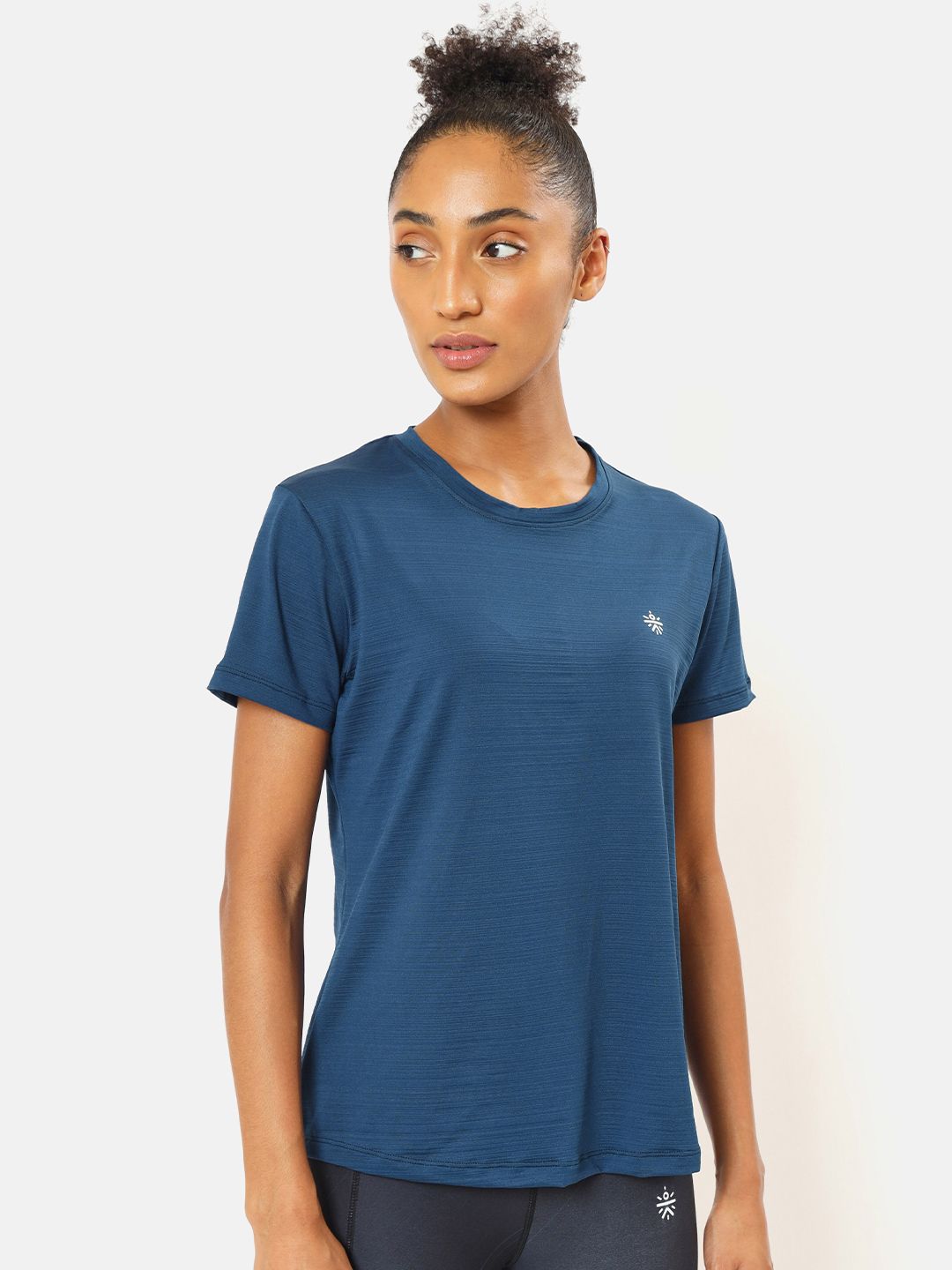 Cultsport Women Teal Solid Active T-shirt With Logo Price in India