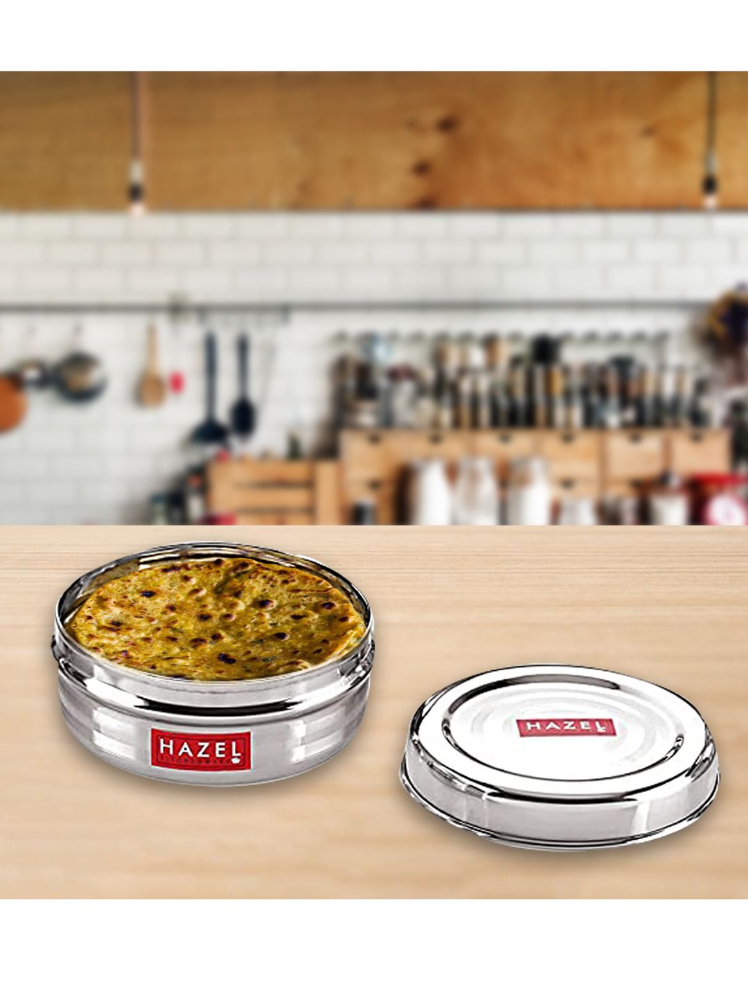 HAZEL Adults Silver Stainless Steel Round Food Container Price in India