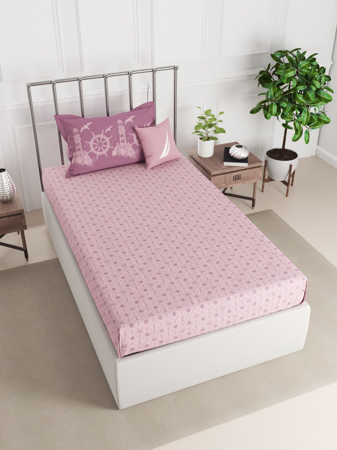 Nautica Unisex Pink Bedsheets Price in India