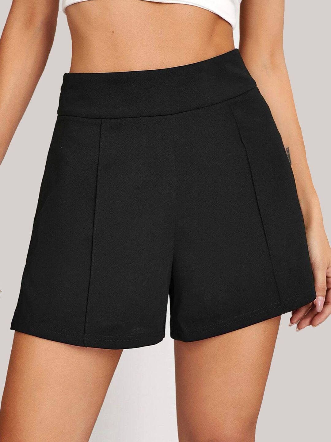 ADDYVERO Women Black Loose Fit High-Rise Sports Shorts Price in India
