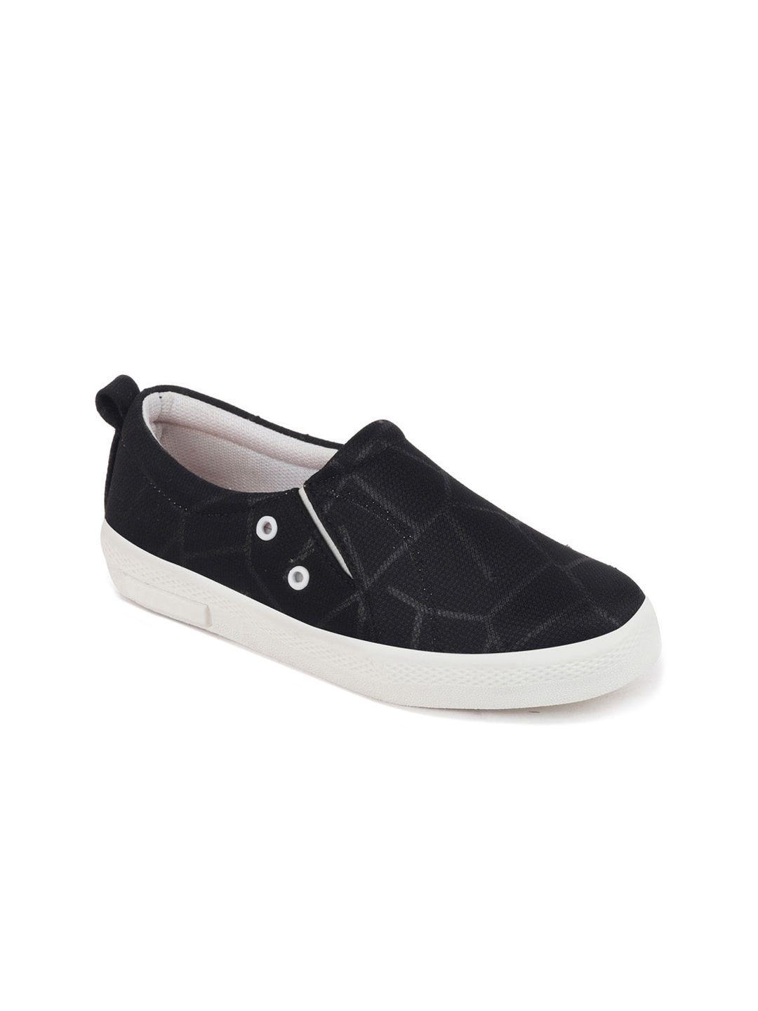 FAUSTO Women Black Canvas Slip-On Sneakers Price in India