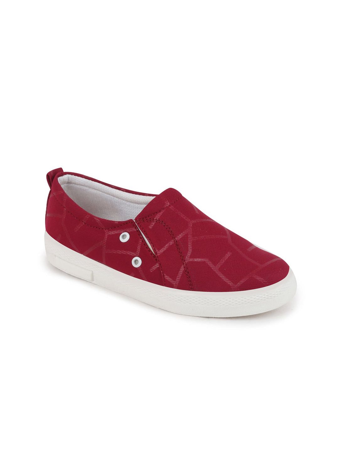 FAUSTO Women Red Printed Slip-On Sneakers Price in India