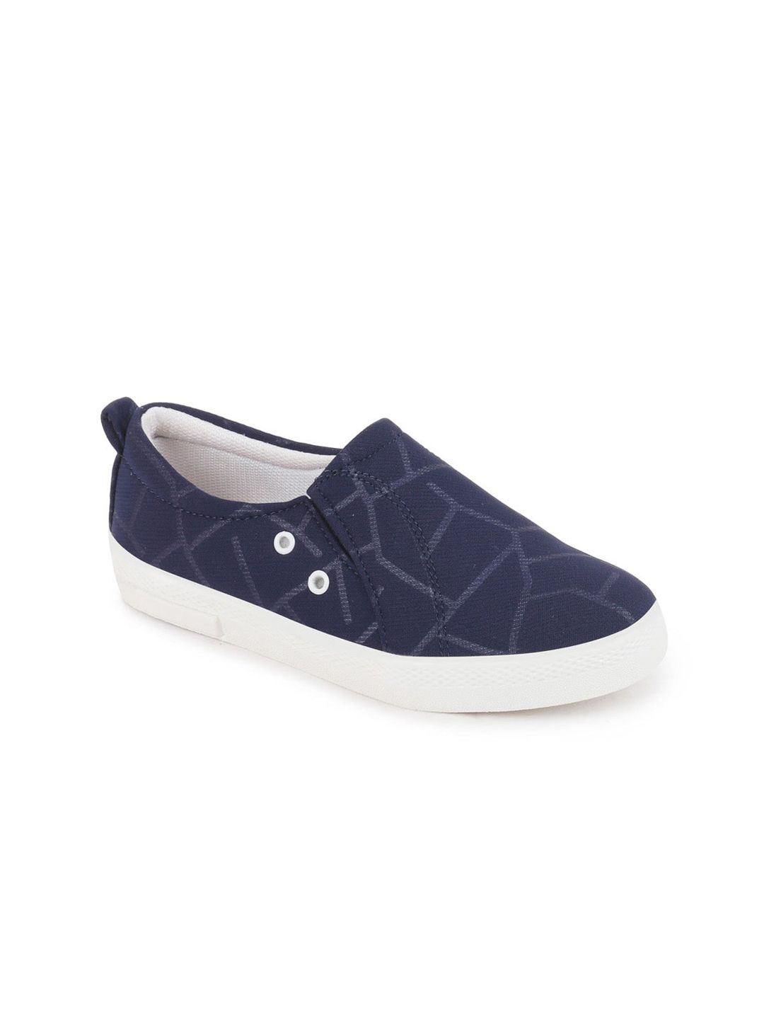 FAUSTO Women Navy Blue Printed Slip-On Sneakers Price in India