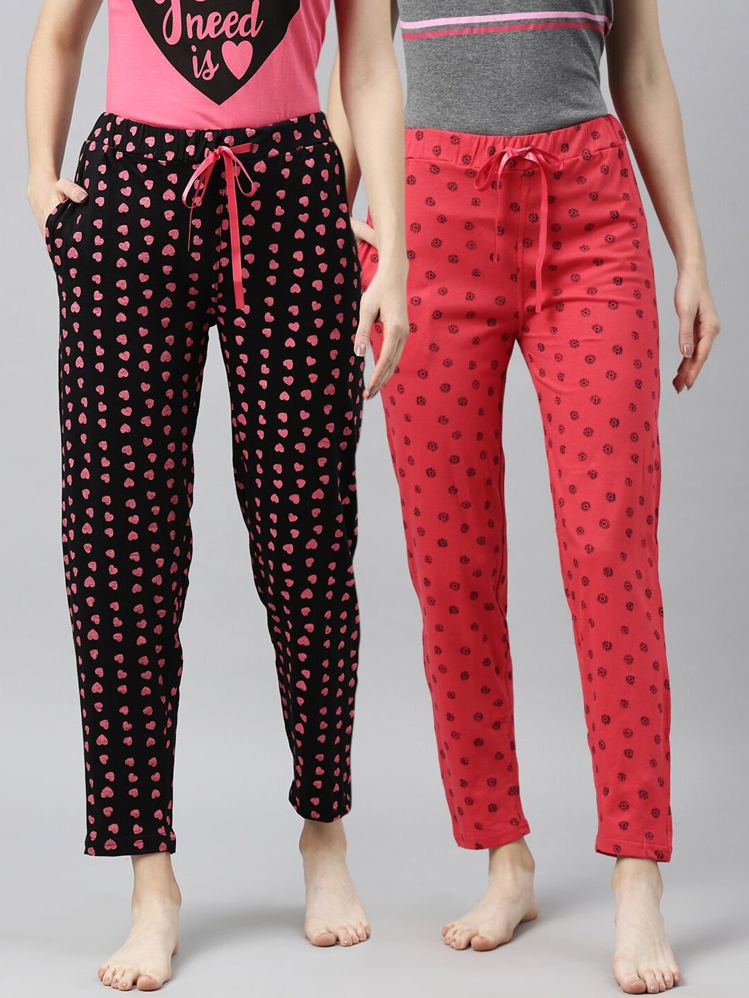 Enviously Young Women Pack Of 2 Printed Cotton Lounge Pants Price in India