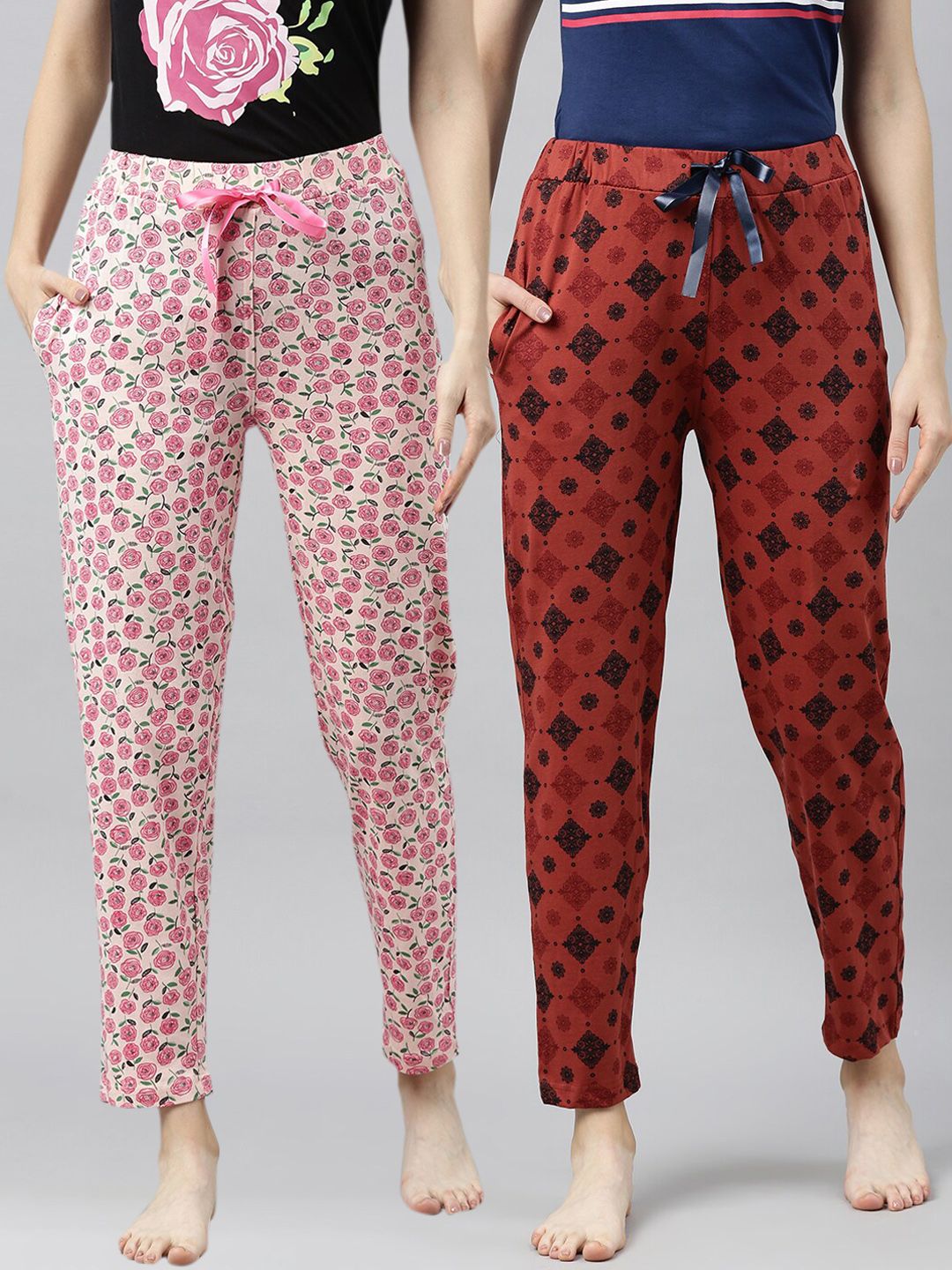Enviously Young Women Pack Of 2 Printed Cotton Lounge Pants Price in India