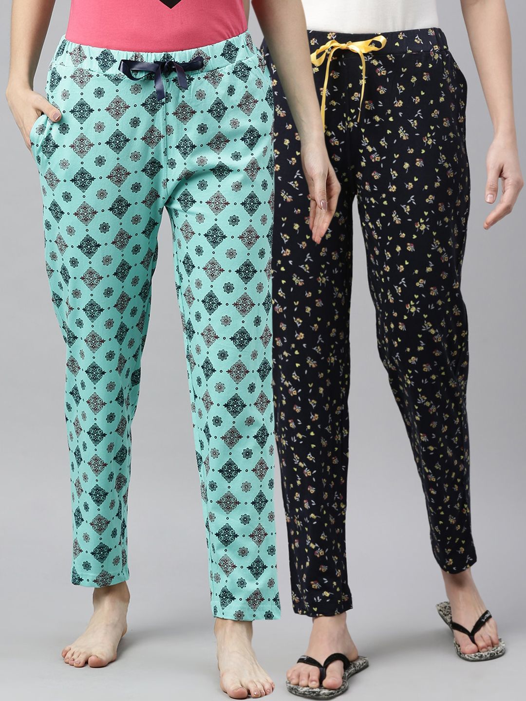 Enviously Young Women Pack Of 2 Printed Cotton Lounge Pants Price in India