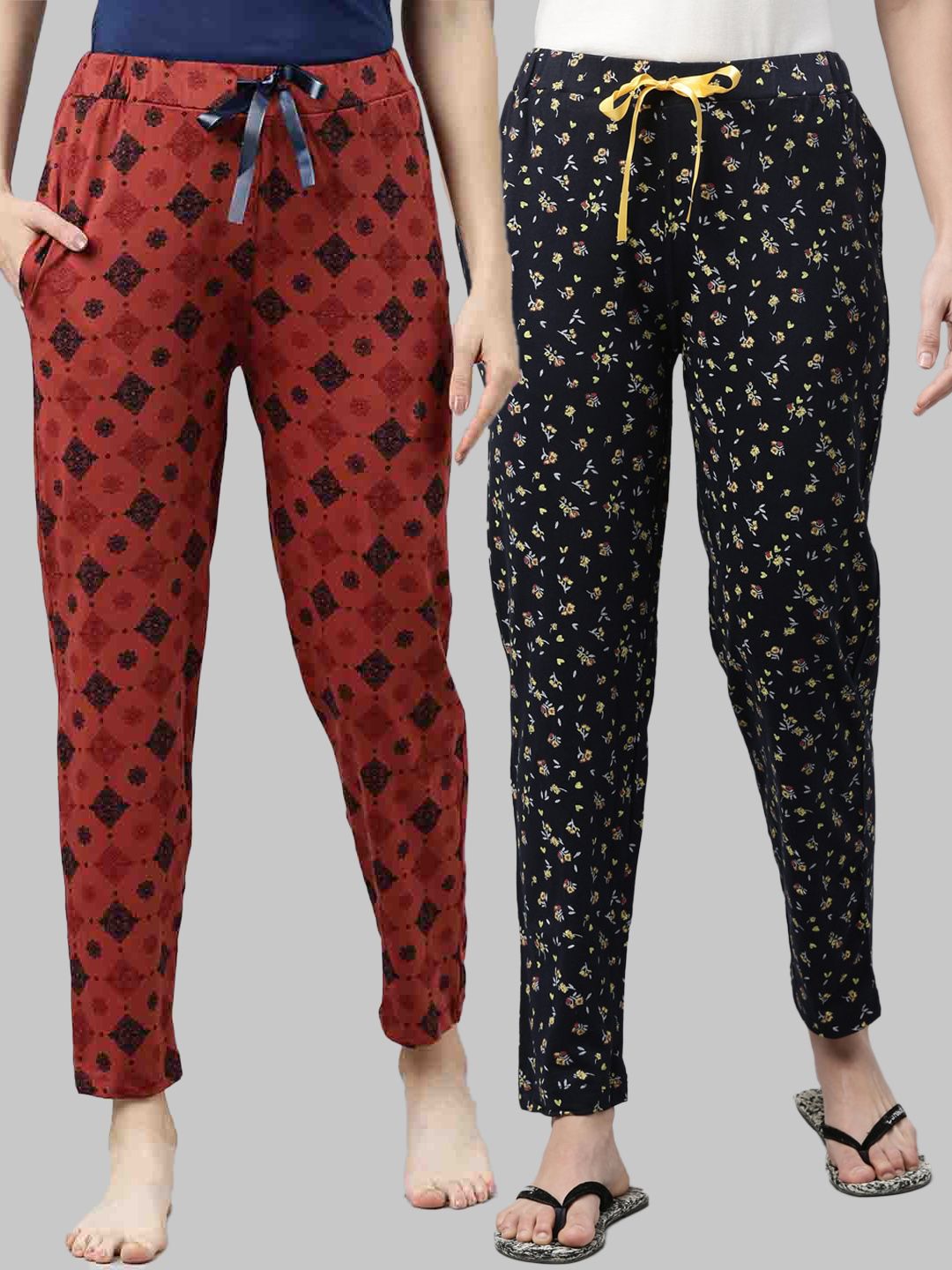 Enviously Young Women Pack Of 2 Printed Cotton Lounge Pants Price in India