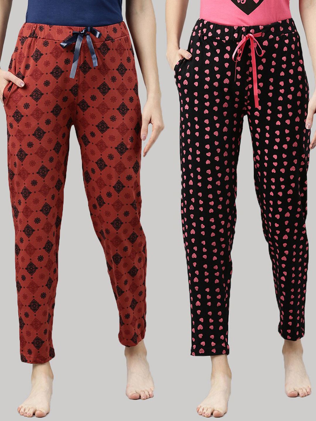 Enviously Young Women Pack Of 2 Printed Cotton Lounge Pants Price in India