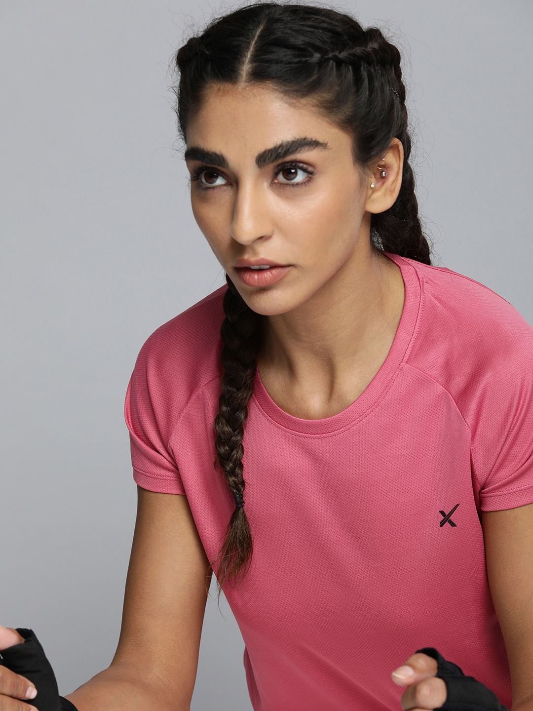 HRX by Hrithik Roshan Women Pink Solid T-shirt Price in India